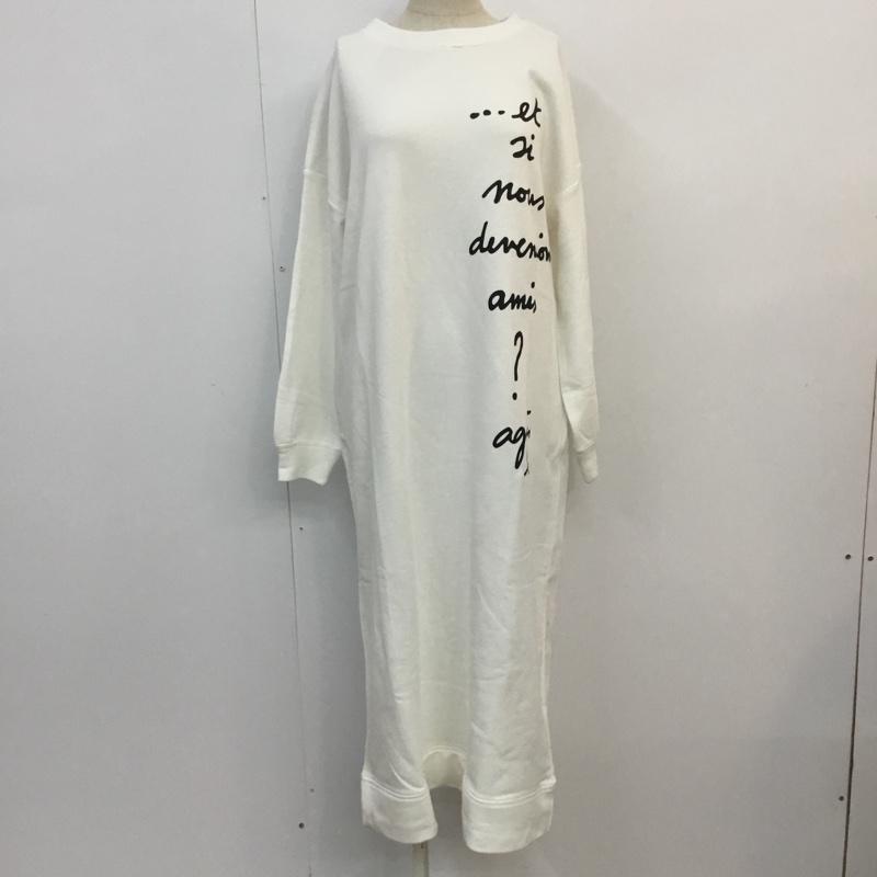 トゥービーバイアニエスベー To b. by agnes b. ワンピース ひざ丈スカート 5137 WQ08 ROBE メッセージワンピ タグ付き 36 ロゴ、文字 白 / ホワイト /  レディース USED 古着 中古 10051250
