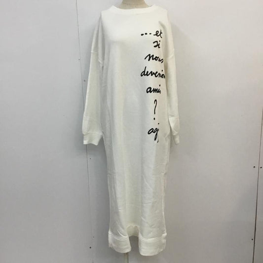 トゥービーバイアニエスベー To b. by agnes b. ワンピース ひざ丈スカート 5137 WQ08 ROBE メッセージワンピ タグ付き 36 ロゴ、文字 白 / ホワイト /  レディース USED 古着 中古 10051250