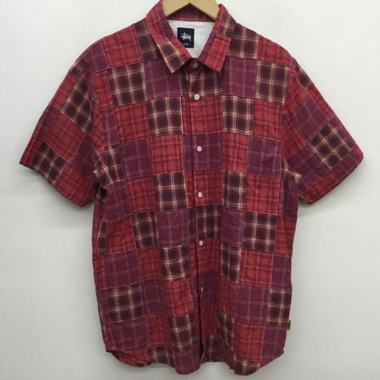 ステューシー STUSSY シャツ、ブラウス 半袖 M チェック 赤 / レッド /  メンズ USED 古着 中古 10052229