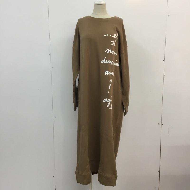 アニエス・ベー agnes b. ワンピース ロングスカート 38 ロゴ、文字 茶 / ブラウン /  レディース USED 古着 中古 10052757