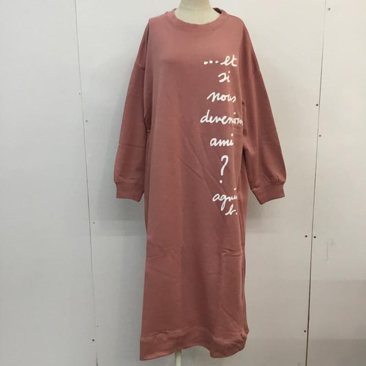 アニエス・ベー agnes b. ワンピース ロングスカート 36 ロゴ、文字 桃 / ピンク /  レディース USED 古着 中古 10052759