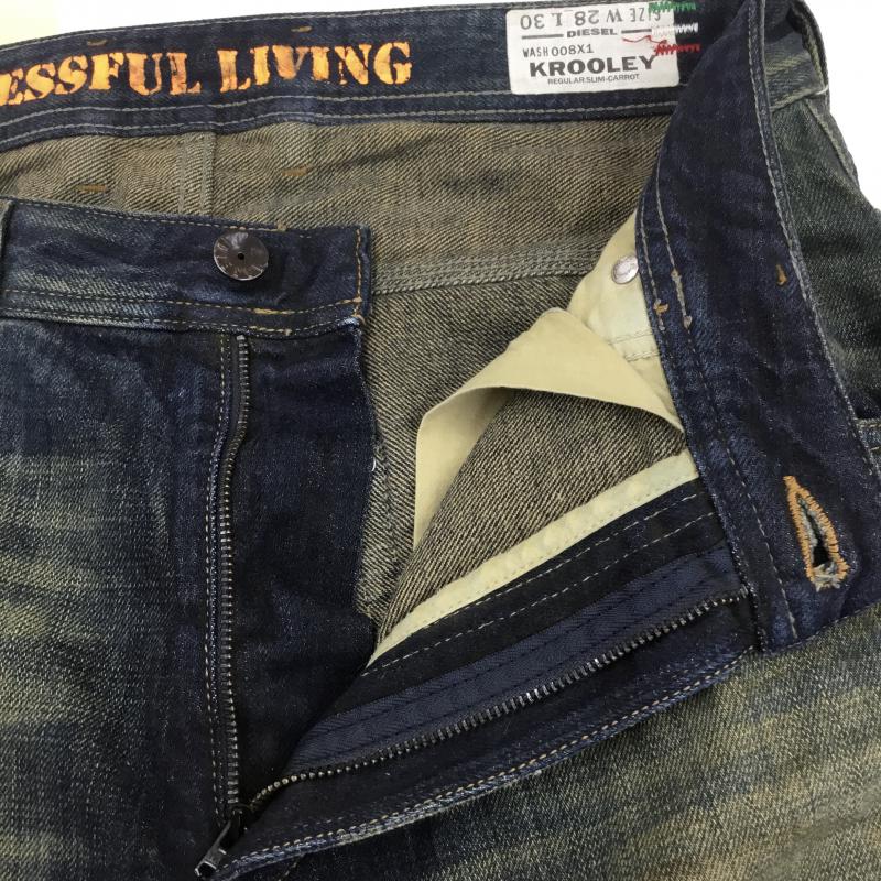 ディーゼル DIESEL パンツ デニム、ジーンズ KROOLEY 008X1 28インチ ダメージ加工 青 / ブルー /  メンズ USED 古着 中古 10053566