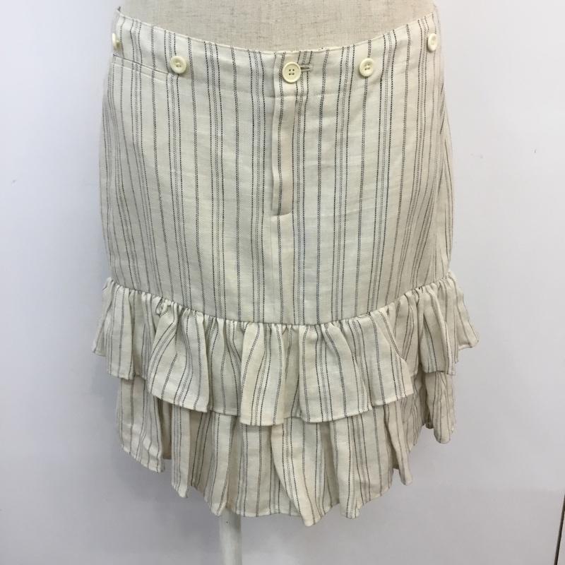 ラルフローレン RALPHLAUREN スカート ひざ丈スカート リネンウール ストライプ チェック アイボリー / アイボリー / X 紺 / ネイビー /  レディース USED 古着 中古 10053605