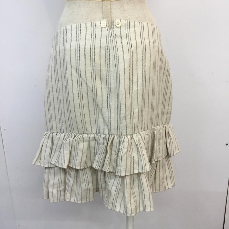 ラルフローレン RALPHLAUREN スカート ひざ丈スカート リネンウール ストライプ チェック アイボリー / アイボリー / X 紺 / ネイビー /  レディース USED 古着 中古 10053605