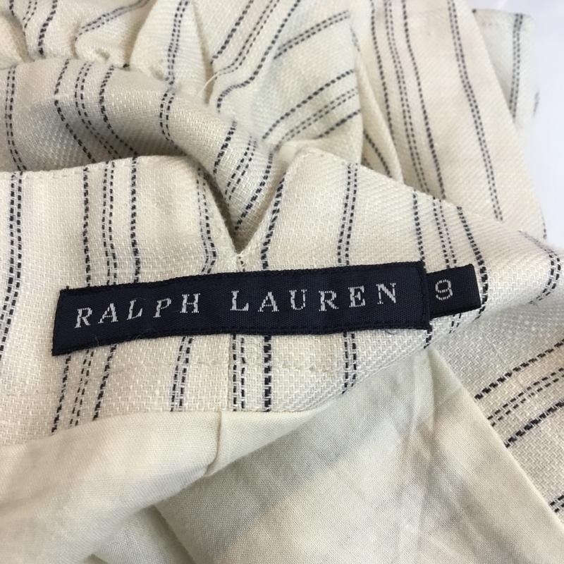 ラルフローレン RALPHLAUREN スカート ひざ丈スカート リネンウール ストライプ チェック アイボリー / アイボリー / X 紺 / ネイビー /  レディース USED 古着 中古 10053605