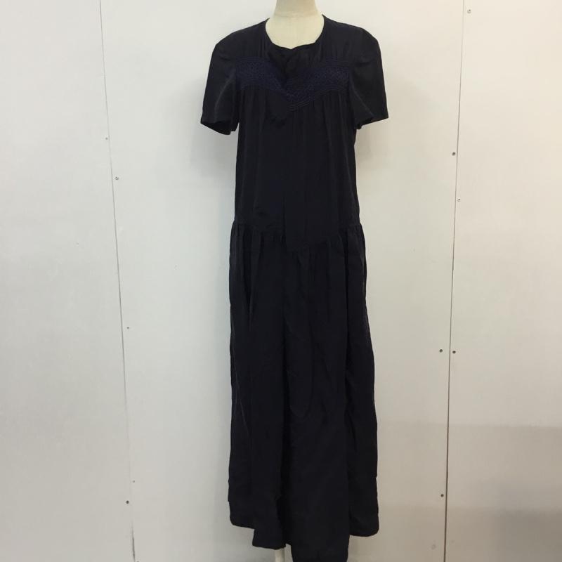 トリココムデギャルソン tricot COMME des GARSONS ワンピース ロングスカート TF-O002 シャーリング M 無地 紺 / ネイビー /  レディース USED 古着 中古 10053649