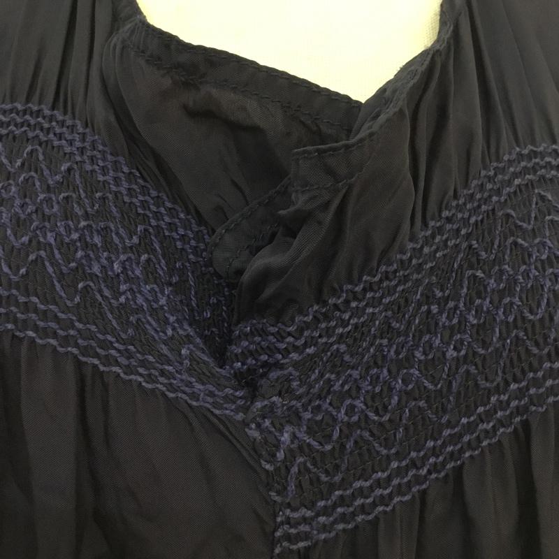 トリココムデギャルソン tricot COMME des GARSONS ワンピース ロングスカート TF-O002 シャーリング M 無地 紺 / ネイビー /  レディース USED 古着 中古 10053649