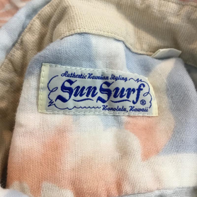 サンサーフ SUN SURF カットソー 半袖 ボタンダウン ガーゼ M 花柄 水色 / ライトブルー / X 白 / ホワイト / X 橙 / オレンジ /  メンズ USED 古着 中古 10053861