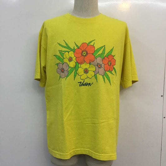 ユニオン UNION Tシャツ 半袖 2 無地 X プリント 黄 / イエロー /  メンズ USED 古着 中古 10053954