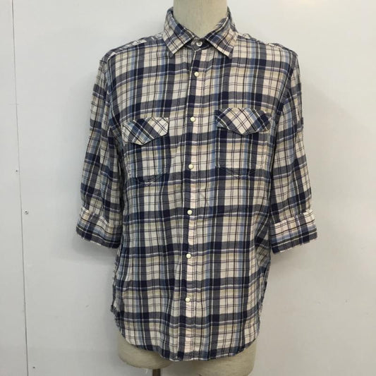 デラックス クロージング Deluxe Clothing シャツ、ブラウス 七分袖 チェック M チェック 白 / ホワイト / X 青 / ブルー / X 紺 / ネイビー / X ベージュ / ベージュ /  メンズ USED 古着 中古 10053975