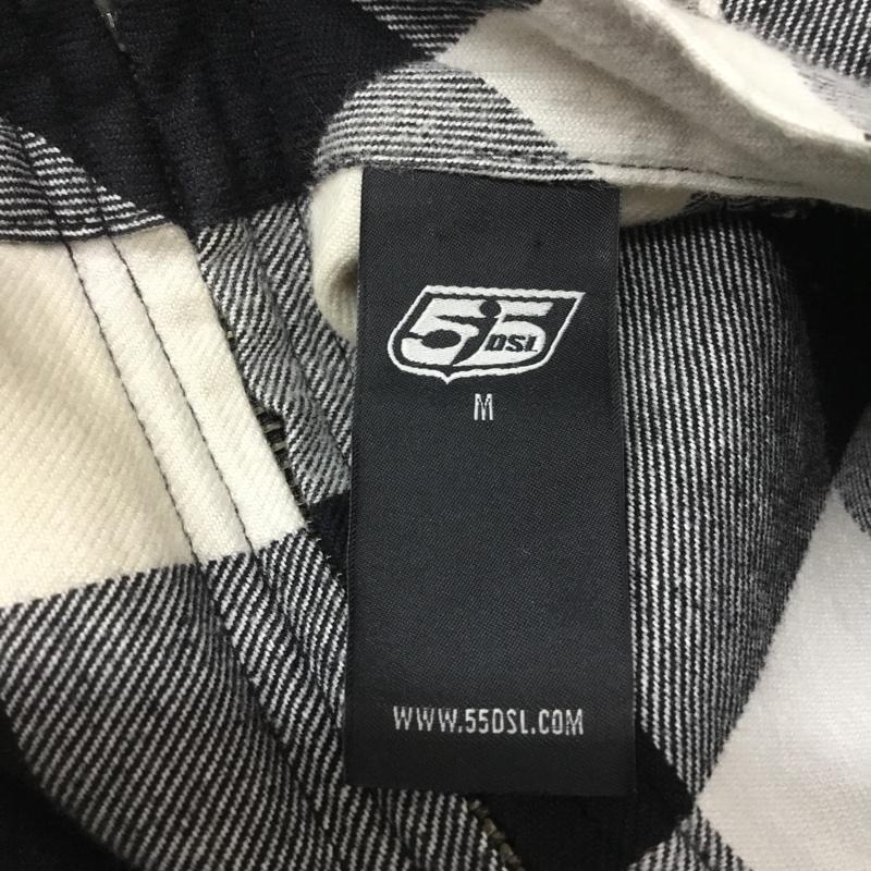 フィフティーファイブディーエスエル 55DSL ワンピース ひざ丈スカート ブロックチェック パフスリーブ M チェック 白 / ホワイト / X 黒 / ブラック / X 灰 / グレー /  レディース USED 古着 中古 10054094