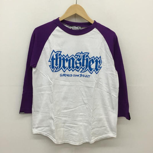 ルーディーズ RUDIES Tシャツ 七分袖 ×THRASHER　ラグラン S ロゴ、文字 白 / ホワイト / X 紫 / パープル /  メンズ USED 古着 中古 10054243