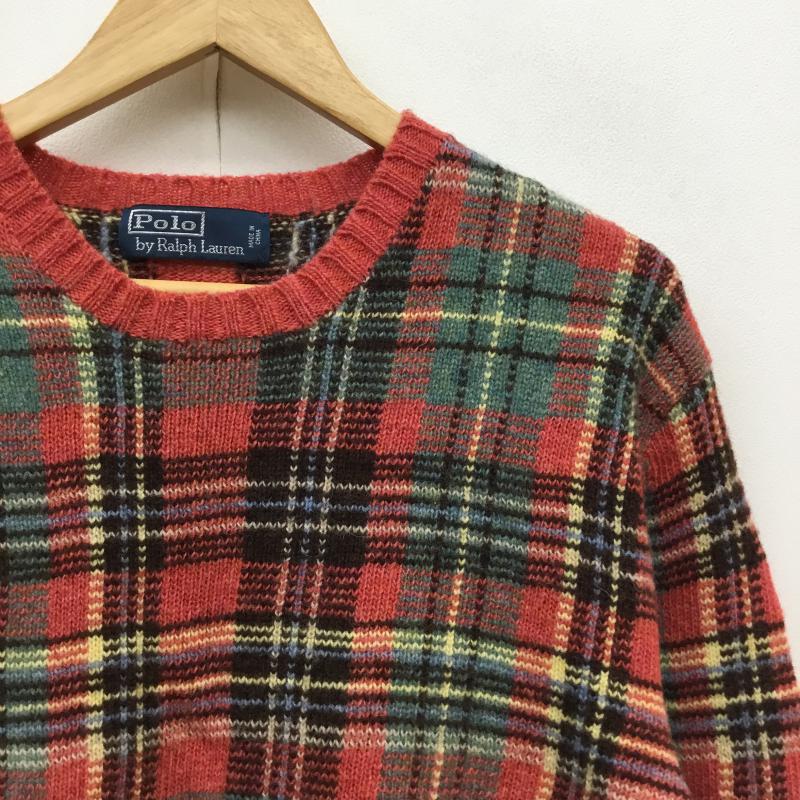 ポロバイラルフローレン Polo by RALPH LAUREN ニット、セーター 長袖 エルボーパッチクルーネックニット　韓国タグ L チェック マルチカラー / マルチカラー /  メンズ USED 古着 中古 10055226