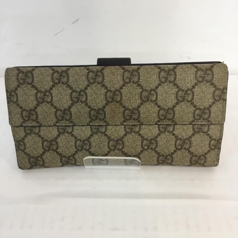 グッチ GUCCI 財布 長財布 GGスプリーム Wホック長財布 115046 総柄 ベージュ / ベージュ /  メンズ USED 古着 中古 10056044