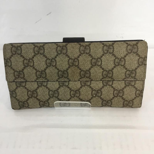 グッチ GUCCI 財布 長財布 GGスプリーム Wホック長財布 115046 総柄 ベージュ / ベージュ /  メンズ USED 古着 中古 10056044