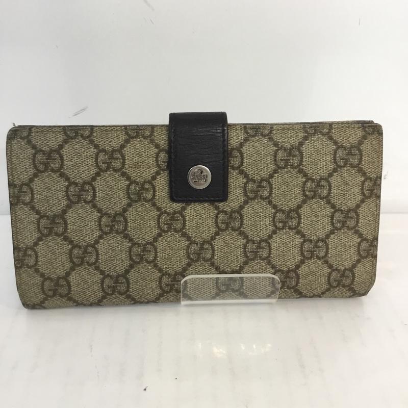 グッチ GUCCI 財布 長財布 GGスプリーム Wホック長財布 115046 総柄 ベージュ / ベージュ /  メンズ USED 古着 中古 10056044