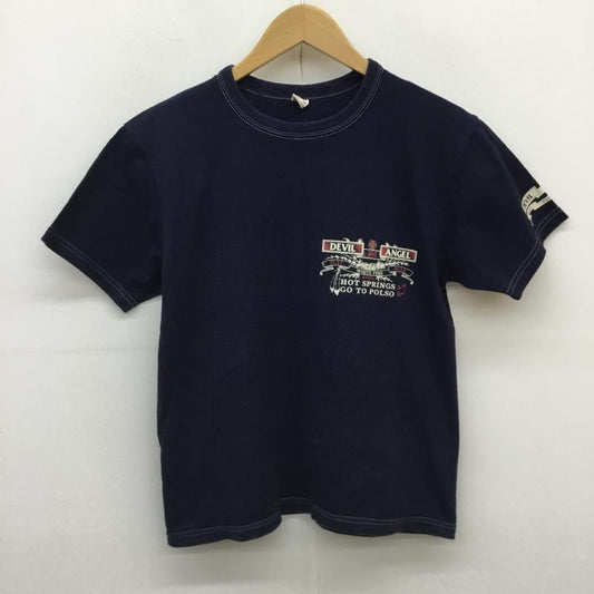 フラットヘッド The Flat Head Tシャツ 半袖 DEVIL and ANGEL 36 プリント 紺 / ネイビー /  メンズ USED 古着 中古 10056595