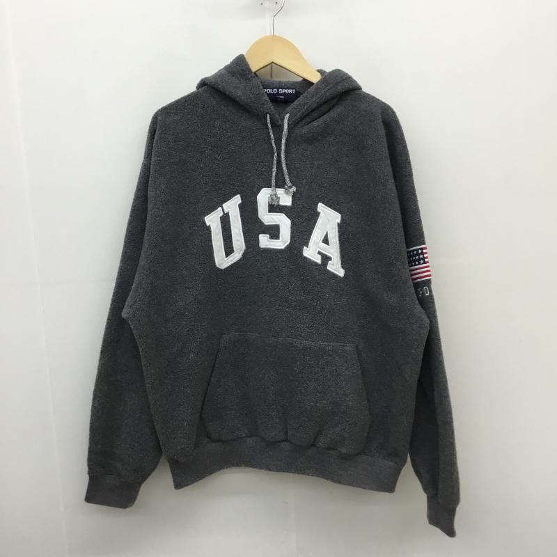 ポロスポーツラルフローレン POLOSPORT パーカー 長袖 USAロゴプルオーバーボアパーカー 星条旗 L 灰 / グレー /  メンズ USED 古着 中古 10057065