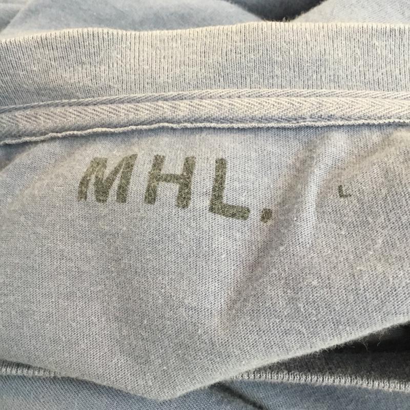 エムエイチエル MHL. Tシャツ 半袖 596-266365 クルーネック カットソー L 無地 青 / ブルー /  メンズ USED 古着 中古 10057273