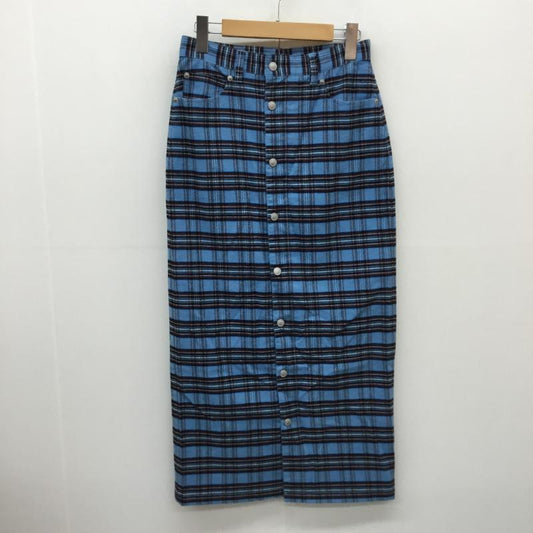 エックスガール X-girl スカート ロングスカート PLAID BUTTON-FRONT SKIRT 1 チェック 青 / ブルー /  レディース USED 古着 中古 10057420