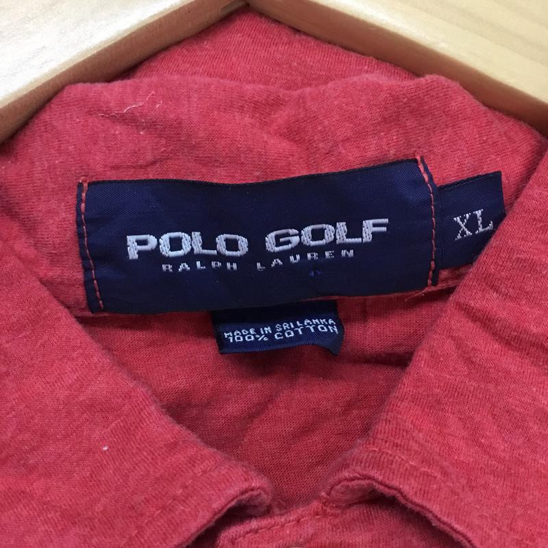 ポロゴルフラルフローレン POLOGOLF ポロシャツ 半袖 コットン 胸ポケット XL 無地 赤 / レッド /  メンズ USED 古着 中古 10058179