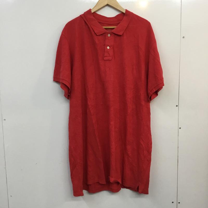 オールドネイビー OLD NAVY ポロシャツ 半袖 コットン 鹿の子 XXL 無地 赤 / レッド /  メンズ USED 古着 中古 10058209