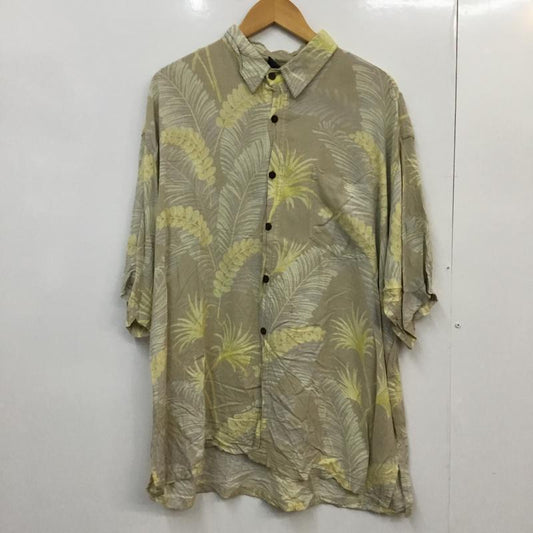 古着 USED シャツ、ブラウス 半袖 アロハ ハイビスカス XL 総柄 ベージュ / ベージュ / X 黄 / イエロー /  メンズ USED 古着 中古 10058312