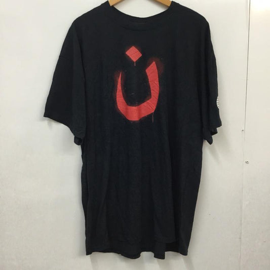 ギルダン GILDAN Tシャツ 半袖 クルーネック バックプリント XL プリント 黒 / ブラック /  メンズ USED 古着 中古 10058341