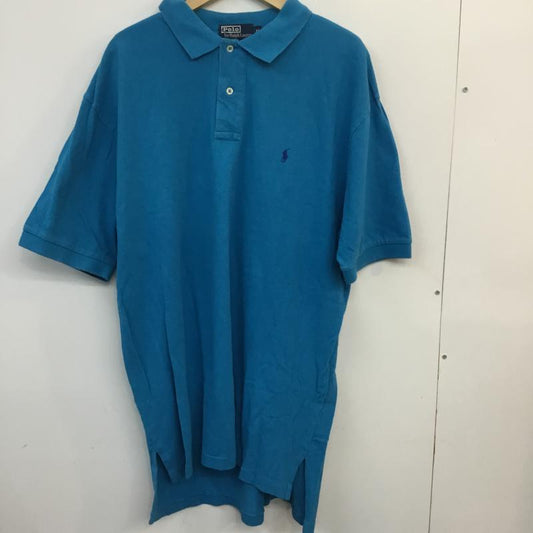 ポロバイラルフローレン Polo by RALPH LAUREN ポロシャツ 半袖 XL 無地 水色 / ライトブルー /  メンズ USED 古着 中古 10058430