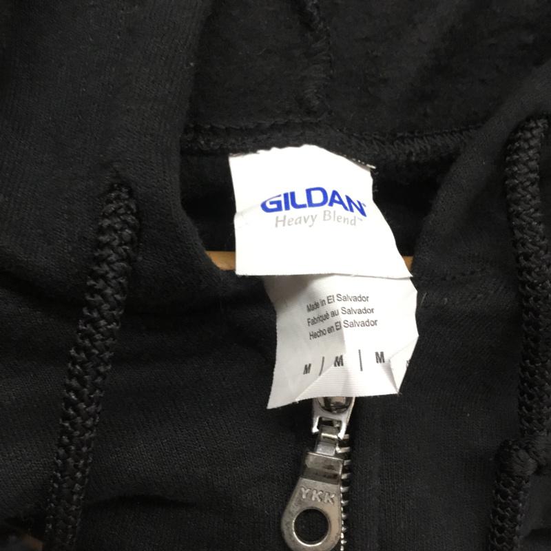 ギルダン GILDAN パーカー 長袖 フーディー バックプリント ハチ M プリント 黒 / ブラック /  メンズ USED 古着 中古 10058550