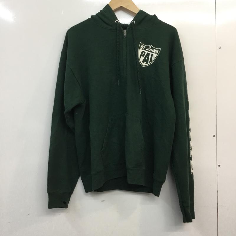 ヘインズ HANES パーカー 長袖 ジップアップ ロゴ M プリント 緑 / グリーン /  メンズ USED 古着 中古 10058555