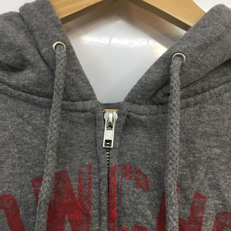 古着 USED パーカー 長袖 ジップアップ 裏起毛 L ロゴ、文字 灰 / グレー /  メンズ USED 古着 中古 10058559