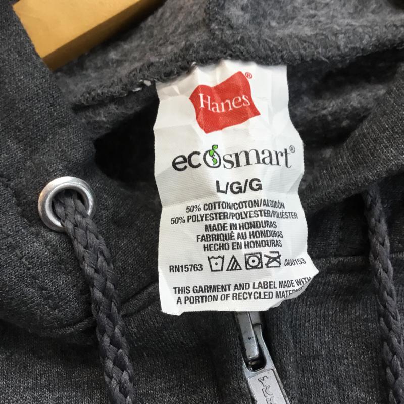 ヘインズ HANES パーカー 長袖 ジップアップ 裏起毛 L 無地 ダークグレー / ダークグレー /  メンズ USED 古着 中古 10058591