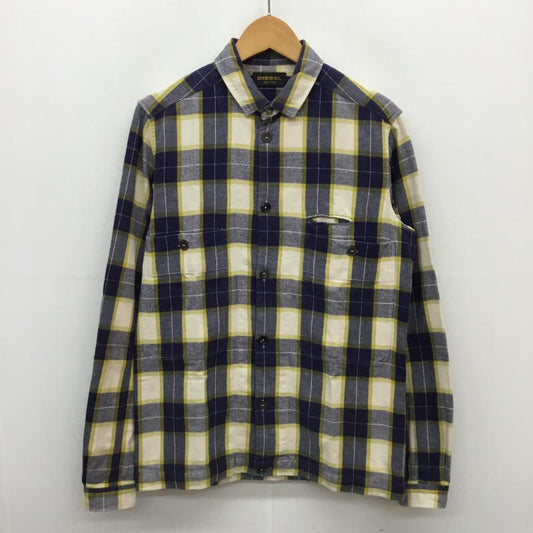 ディーゼル DIESEL シャツ、ブラウス 長袖 S チェック 白 / ホワイト / X 黄 / イエロー / X 紺 / ネイビー /  メンズ USED 古着 中古 10058822