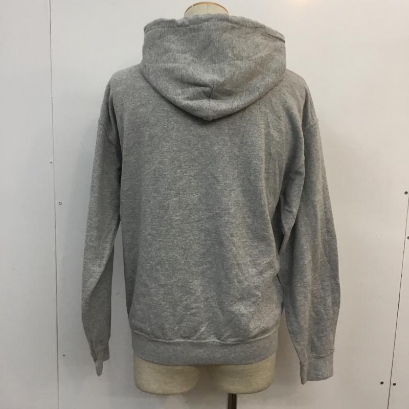 ギルダン GILDAN パーカー 長袖 プルオーバー フーディー スウェット 裏起毛 M プリント 灰 / グレー /  メンズ USED 古着 中古 10059047