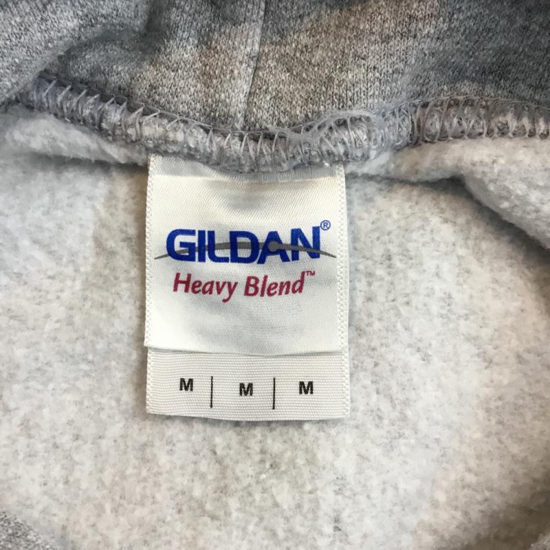 ギルダン GILDAN パーカー 長袖 プルオーバー フーディー スウェット 裏起毛 M プリント 灰 / グレー /  メンズ USED 古着 中古 10059047