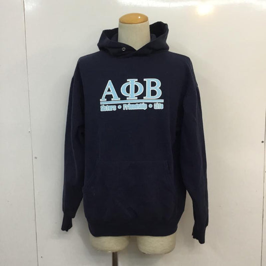 古着 USED パーカー 長袖 プルオーバー フーディ ロゴ S プリント 紺 / ネイビー /  メンズ USED 古着 中古 10059506