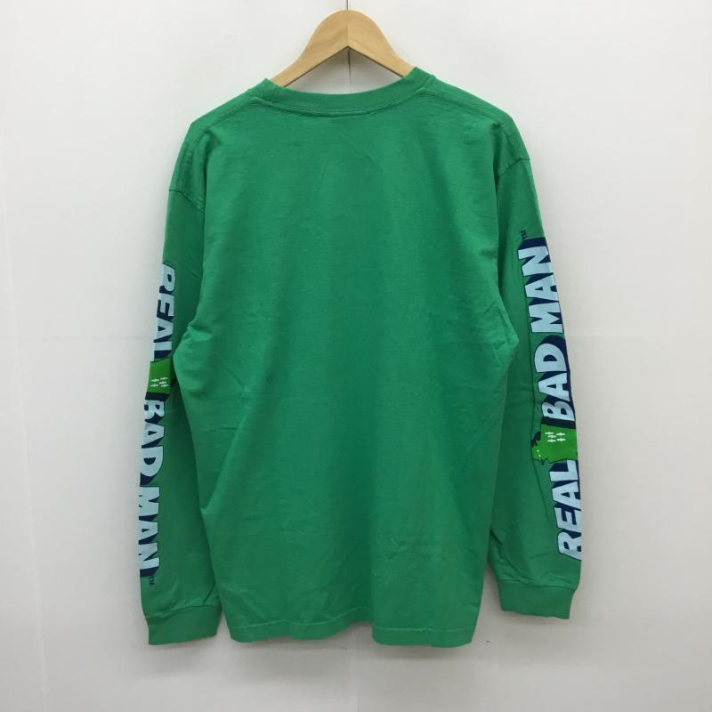 リアルバッドマン REAL BAD MAN Tシャツ 長袖 GRAPHIC CONTENT L/S TEE L ロゴ、文字 X プリント 緑 / グリーン /  メンズ USED 古着 中古 10059995