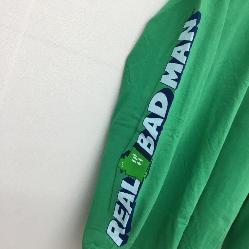 リアルバッドマン REAL BAD MAN Tシャツ 長袖 GRAPHIC CONTENT L/S TEE L ロゴ、文字 X プリント 緑 / グリーン /  メンズ USED 古着 中古 10059995