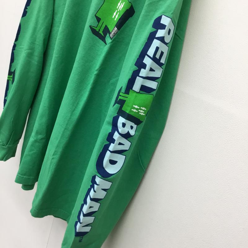 リアルバッドマン REAL BAD MAN Tシャツ 長袖 GRAPHIC CONTENT L/S TEE L ロゴ、文字 X プリント 緑 / グリーン /  メンズ USED 古着 中古 10059995