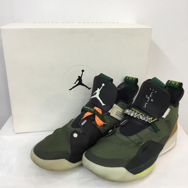 ナイキ NIKE スニーカー スニーカー CD5965-300 AIR JORDAN 33 エアジョーダン Travis Scott 29cm 箱有 29.0cm ロゴ、文字 黒 / ブラック / X カーキ / カーキ / X 茶 / ブラウン /  メンズ USED 古着 中古 10060188