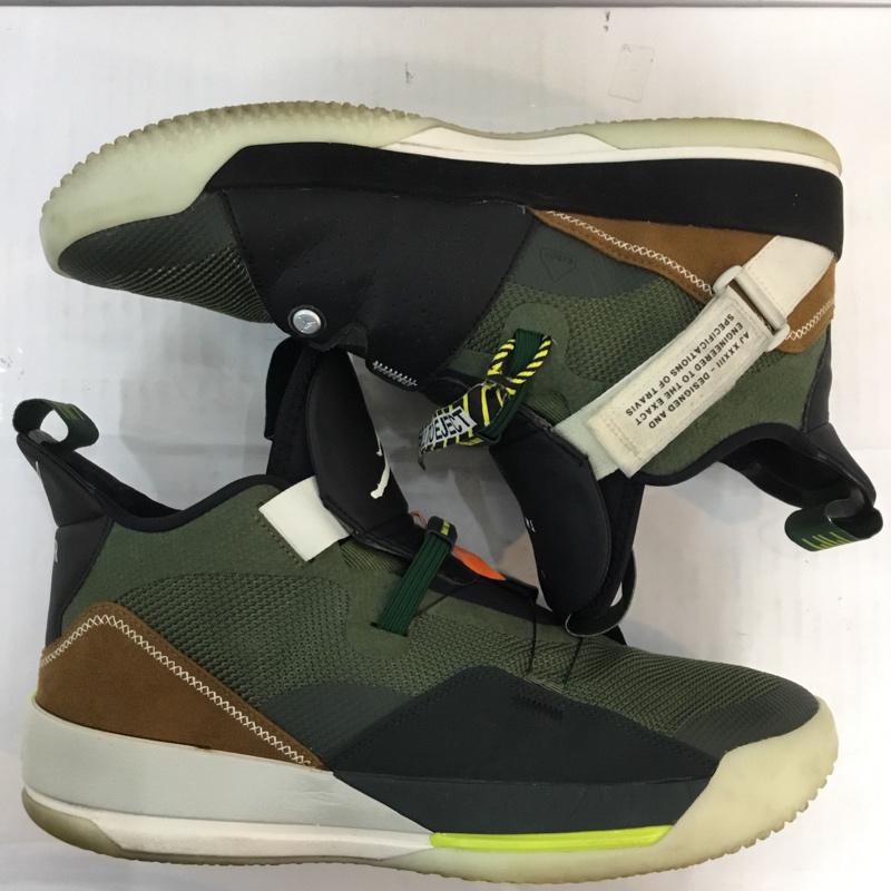 ナイキ NIKE スニーカー スニーカー CD5965-300 AIR JORDAN 33 エアジョーダン Travis Scott 29cm 箱有 29.0cm ロゴ、文字 黒 / ブラック / X カーキ / カーキ / X 茶 / ブラウン /  メンズ USED 古着 中古 10060188