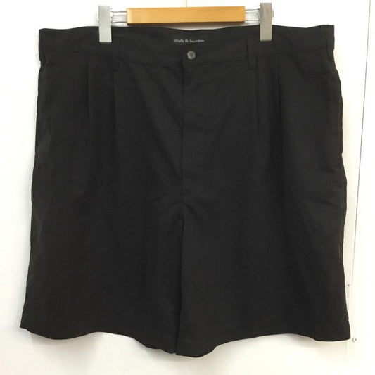 古着 USED パンツ ショートパンツ ハーフパンツ タック W40 40インチ 無地 黒 / ブラック /  メンズ USED 古着 中古 10060641