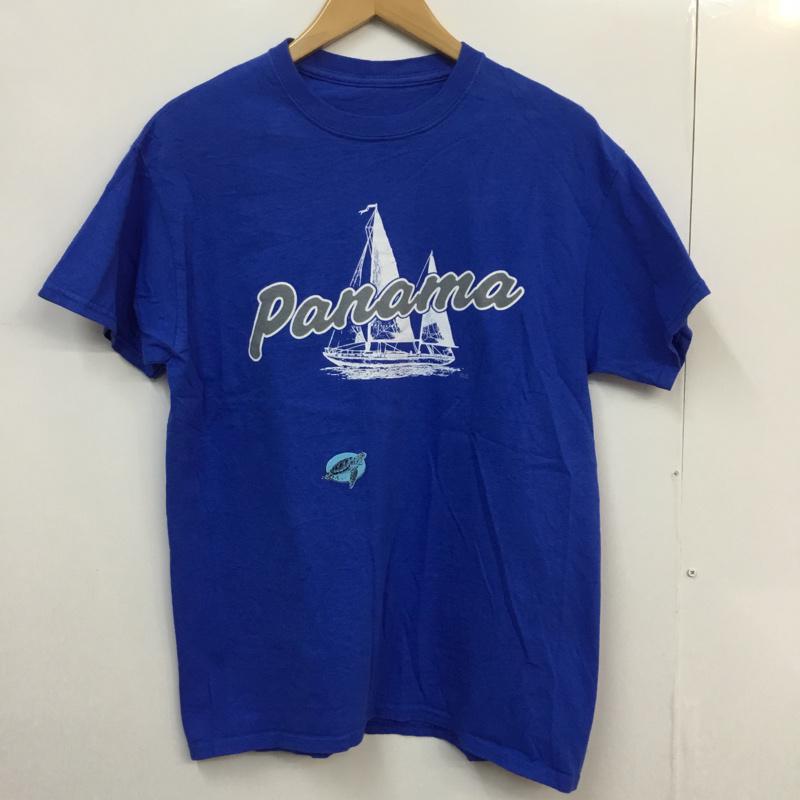 古着 USED Tシャツ 半袖 クルーネック パナマ ヨット プリント 青 / ブルー /  メンズ USED 古着 中古 10060643