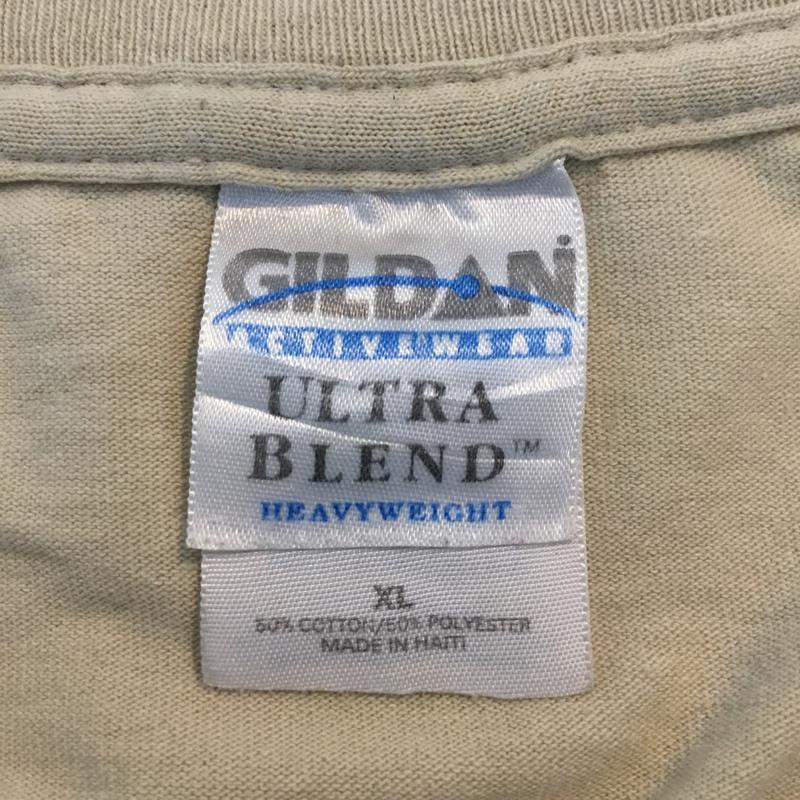 ギルダン GILDAN Tシャツ 半袖 クルーネック バックプリント XL ロゴ、文字 ベージュ / ベージュ /  メンズ USED 古着 中古 10060658