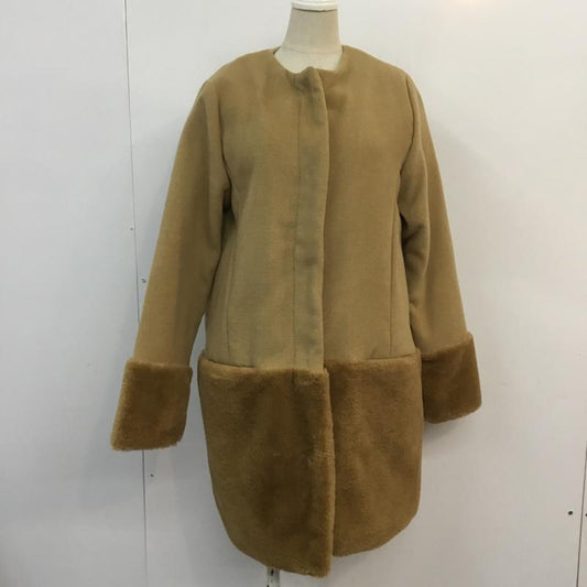 ムルーア MURUA コート コート一般 011530001701 ノーカラー ファー切り替え FREE 無地 キャメル / キャメル /  レディース USED 古着 中古 10060802