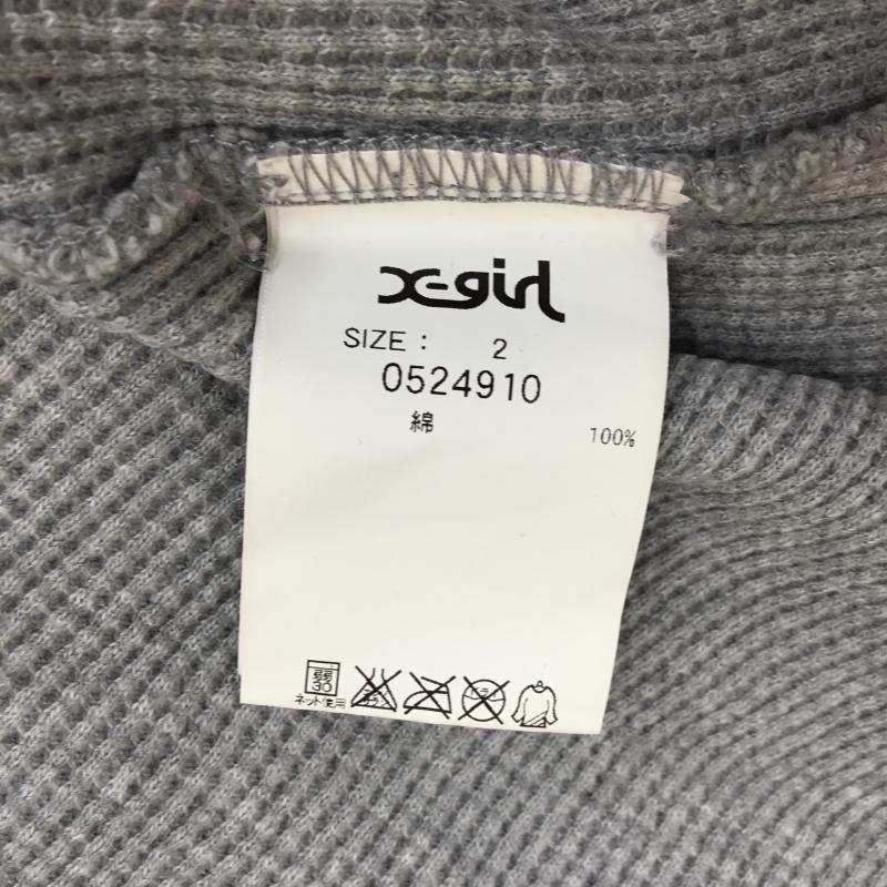 エックスガール X-girl チュニック 長袖 ワッフルサーマル 2 ロゴ、文字 灰 / グレー / X 緑 / グリーン / X 紺 / ネイビー /  レディース USED 古着 中古 10060831