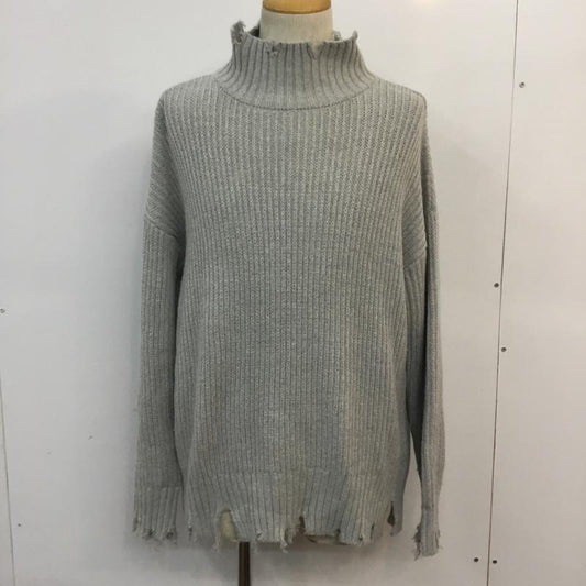 ジーナシス JEANASIS ニット、セーター 長袖 js062805tp クラッシュハイネックプルオーバー FREE 無地 灰 / グレー /  レディース USED 古着 中古 10061036