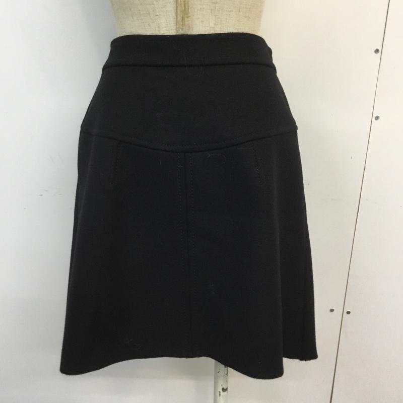 プラダ PRADA スカート ひざ丈スカート ウール ボックスプリーツ 44 黒 / ブラック /  レディース USED 古着 中古 10061153
