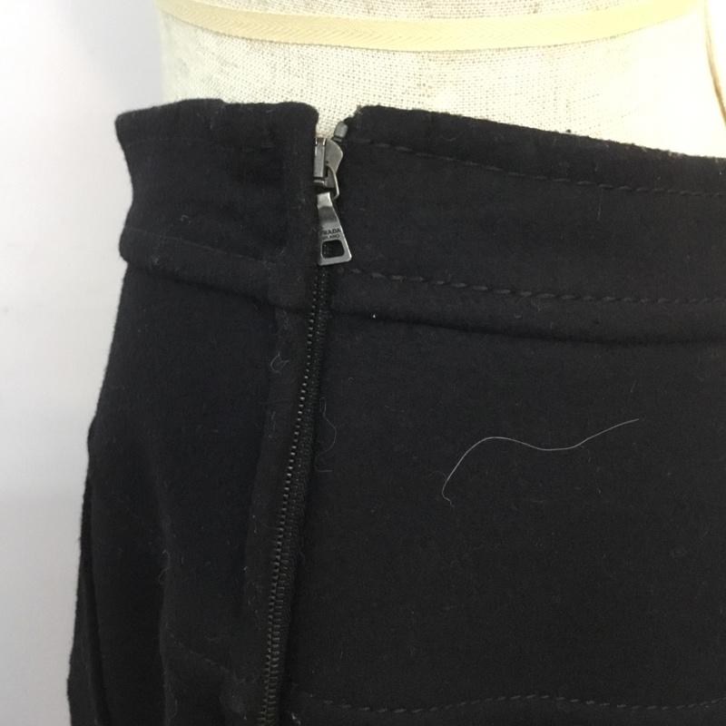 プラダ PRADA スカート ひざ丈スカート ウール ボックスプリーツ 44 黒 / ブラック /  レディース USED 古着 中古 10061153